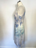 JIGSAW PASTEL SHADES FLORAL PRINT WITH SEMI SHEER OVERLAY SILK OCCASION DRESS SIZE 12