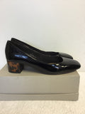 MARKS & SPENCER BLACK PATENT WITH TORTOISE SHELL HEELS SIZE 7/40