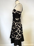 KAREN MILLEN BLACK & CREAM PRINT COTTON FIT & FLARE DRESS SIZE 10