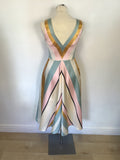 MONSOON PASTEL ASYMMETRIC STRIPE FIT & FLARE DRESS SIZE 8