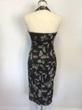 KAREN MILLEN NAVY BLUE HALTERNECK BUTTERFLY PRINT PENCIL DRESS SIZE 10