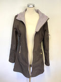 ISLE JACOBSEN MAUVE & LILAC TRIM HOODED RAINCOAT SIZE 36 UK 8/10