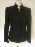 YOMANIS BLACK WOOL BLEND HIGH NECK JACKET & TROUSER SUIT SIZE 10