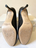 LK BENNETT SYBILA BLACK LEATHER HEELS SIZE 4.5/37.5