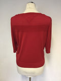 TOMMY HILFIGER RED SILK BLEND SHORT SLEEVE CARDIGAN SIZE L