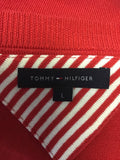 TOMMY HILFIGER RED SILK BLEND SHORT SLEEVE CARDIGAN SIZE L