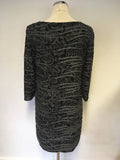 PHASE EIGHT GREY & BLACK FLORAL PRINT STRETCH JERSEY DRESS SIZE 16