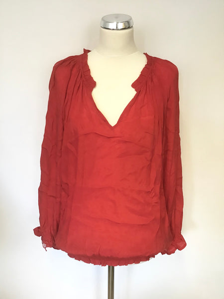 MINT VELVET RED LONG SLEEVE BLOUSON TOP SIZE 14