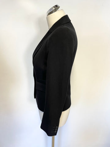 MARKS & SPENCER BLACK FITTED JACKET & PENCIL SKIRT SUIT SIZE 8