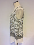 MINT VELVET GREY & WHITE FLORAL PRINT SLEEVELESS TOP SIZE 12