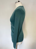 BRAND NEW BELLA DI NOTTE ITALIAN GREEN MERINO WOOL & SILK CROSS OVER FINE KNIT TOP SIZE 12