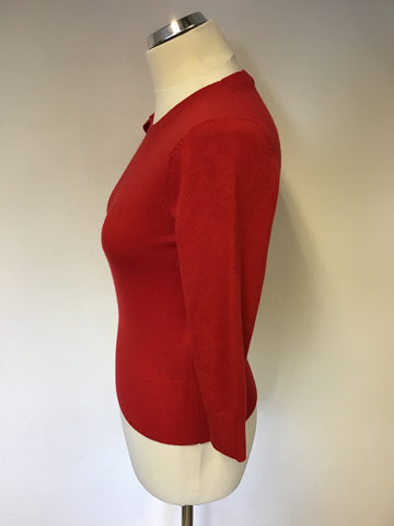 BRAND NEW TED BAKER RED BOW TRIM 3/4 SLEEVE WOOL BLEND JUMPER SIZE 1 UK 10