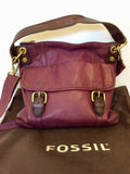 FOSSIL BURGUNDY LEATHER VINTAGE RE ISSUE SHOULDER/ CROSS BODY BAG