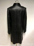 MARKS & SPENCER BLACK SOFT LEATHER LONG LINE JACKET SIZE 14