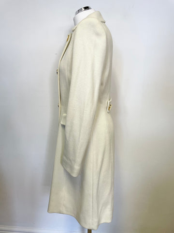 LK BENNETT CREAM DOUBLE BREASTED COTTON FITTED COAT SIZE 12