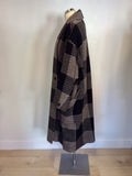 LAUREL BLACK & BROWN CHECK PURE NEW WOOL OVERSIZE COAT SIZE 38 UK 12