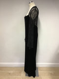 VERA MONT BLACK VELVET & LACE TOP LONG SLEEVE EVENING DRESS SIZE 16