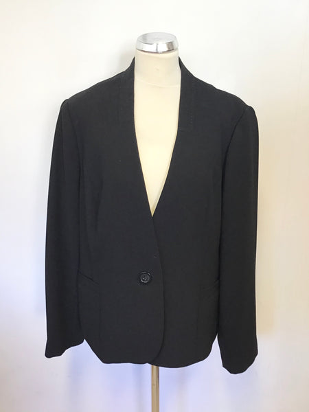 WINDSMOOR BLACK STITCH TRIM COLLARLESS SUIT JACKET SIZE 20