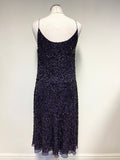 HOBBS PURPLE SEQUINNED SILK STRAPPY COCKTAIL DRESS  SIZE 12