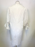 SWEEWE PARIS WHITE COTTON LOOSE FIT DRESS WITH LACE TRIM TIE HALF SLEEVES SIZE S