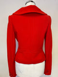 HOBBS BRIGHT RED WOOL BLEND JACKET & PENCIL SKIRT SUIT SIZE 8