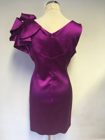 KAREN MILLEN FUCHSIA PINK MATT SATIN SPECIAL OCCASION DRESS SIZE 16