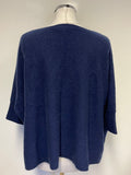 GARNET HILL NAVY BLUE 100% CASHMERE OVERSIZE BATWING SLEEVE JUMPER SIZE S