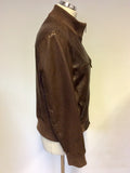 LAKELAND BROWN LEATHER ZIP UP JACKET SIZE 16