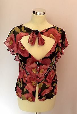 KAREN MILLEN FLORAL PRINT SILK TOP SIZE 12