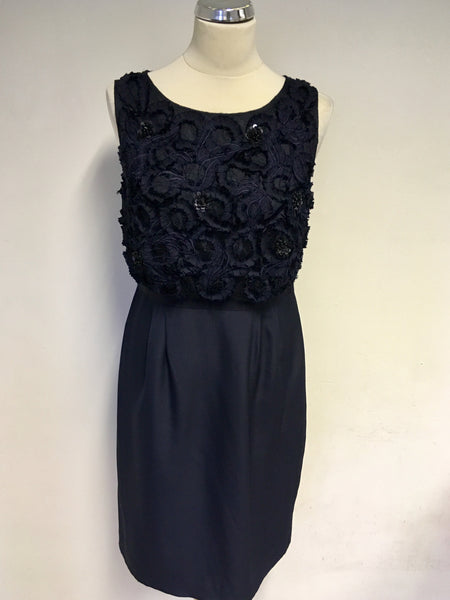 MONSOON DARK BLUE APPLIQUÉ & SEQUIN TRIM TOP SPECIAL OCCASION DRESS SIZE 12