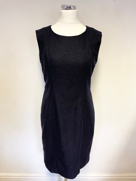 HOBBS NAVY BLUE WOOL BLEND SLEEVELESS PENCIL DRESS SIZE 14