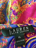 RALPH LAUREN MULTI COLOURED PAISLEY PRINT SLEEVELESS STRETCH JERSEY DRESS SIZE XL