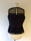 COAST BLACK MESH OVERLAY PEPLUM DETAIL TOP SIZE 14