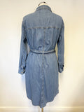 MINT VELVET BLUE DENIM COLLARED LONG SLEEVED BELTED SHIRT DRESS SIZE 14