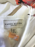 KATEN MILLEN CREAM & RED TULIP PRINT STRAPLESS PENCIL DRESS SIZE 10