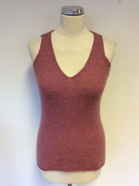 BINTIK ROSE PINK CASHMERE V NECKLINE VEST SIZE S