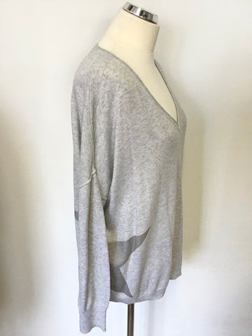 MINT VELVET LIGHT GREY STAR TRIM OVERSIZE JUMPER SIZE 14