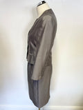 LK BENNETT GREY WOOL & SILK PENCIL DRESS & JACKET SUIT SIZE 10