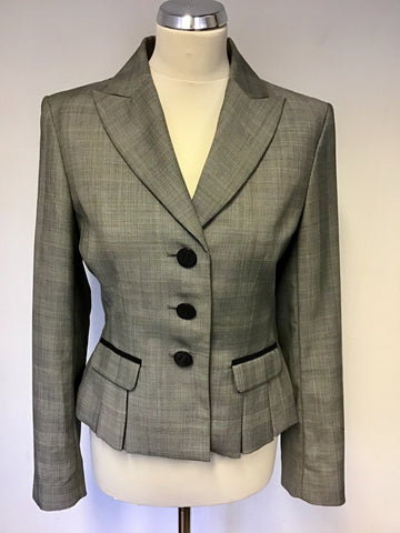 HOBBS GREY PRINCE OF WALES CHECK JACKET & SKIRT SUIT SIZE 10/12