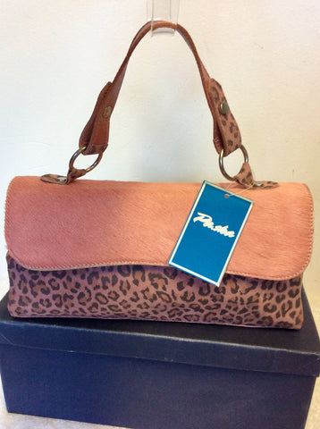 BRAND NEW PASHA PINK PONYSKIN & LEOPARD PRINT LEATHER HAND/ SHOULDER BAG