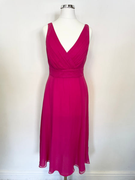 LK BENNETT PINK SILK SLEEVELESS FIT & FLARE SPECIAL OCCASION DRESS SIZE 10