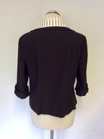 JOSEPH RIBKOFF BLACK 2 ZIP FASTEN STRIPE TRIM JACKET SIZE 14