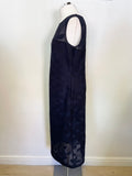 PHASE EIGHT NAVY BLUE LEAF DESIGN SLEEVELESS PENCIL DRESS SIZE 16