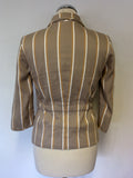 MULBERRY FAWN,MUSTARD & WHITE STRIPE TIE BELT COTTON BLEND JACKET SIZE 10