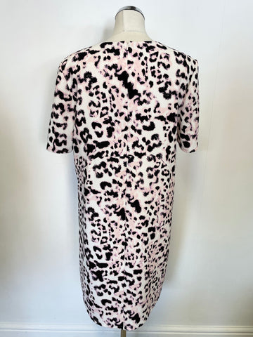 WHISTLES MEGHAN PINK LEOPARD PRINT SHORT SLEEVE SHIFT DRESS SIZE 14