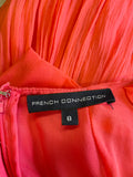 FRENCH CONNECTION CORAL SILK 3/4 SLEEVE FIT & FLARE DRESS SIZE 8