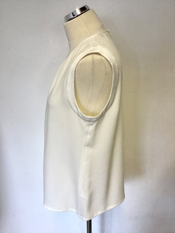 LK BENNETT MALEA IVORY PLEATED FRONT SLEEVELESS TOP SIZE 14