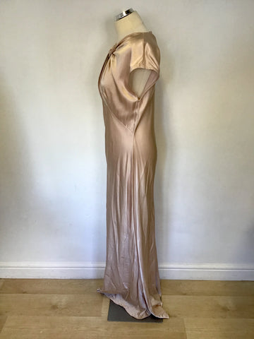 GHOST PALE PINK HOLLYWOOD WENDY TWIST FRONT LONG OCCASION DRESS SIZE L