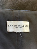 KAREN MILLEN BROWN SILK PLEATED & JEWEL TRIM ONE STRAP TOP SIZE 10