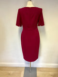 LK BENNETT SASKIA DEEP ROSE SHORT SLEEVE PENCIL DRESS SIZE 12